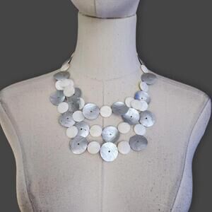 Silver/White Round Shell Necklace